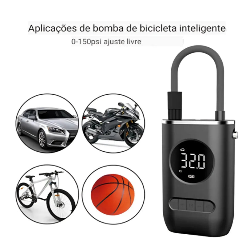 Mini Compressor de Ar Portatil Recarregavél Digital USB Calibrador Pneu sem fio