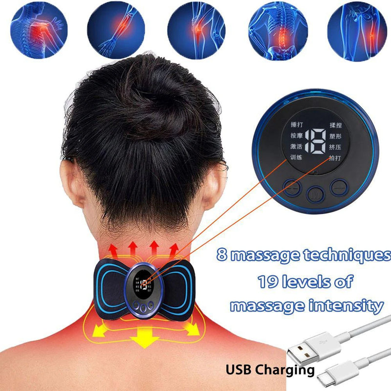 Mini massageador elétrico portátil, para alívio da dor muscular cervical