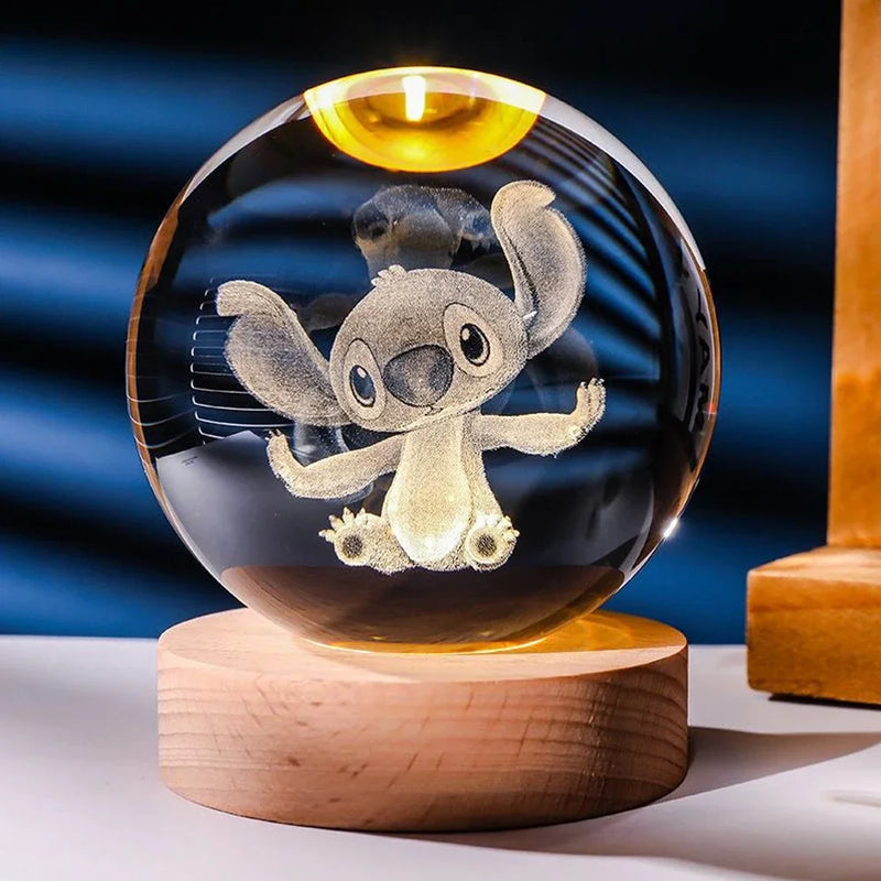 "Bola de Cristal 3D com LED – Decoração Perfeita para Fãs de Anime!"