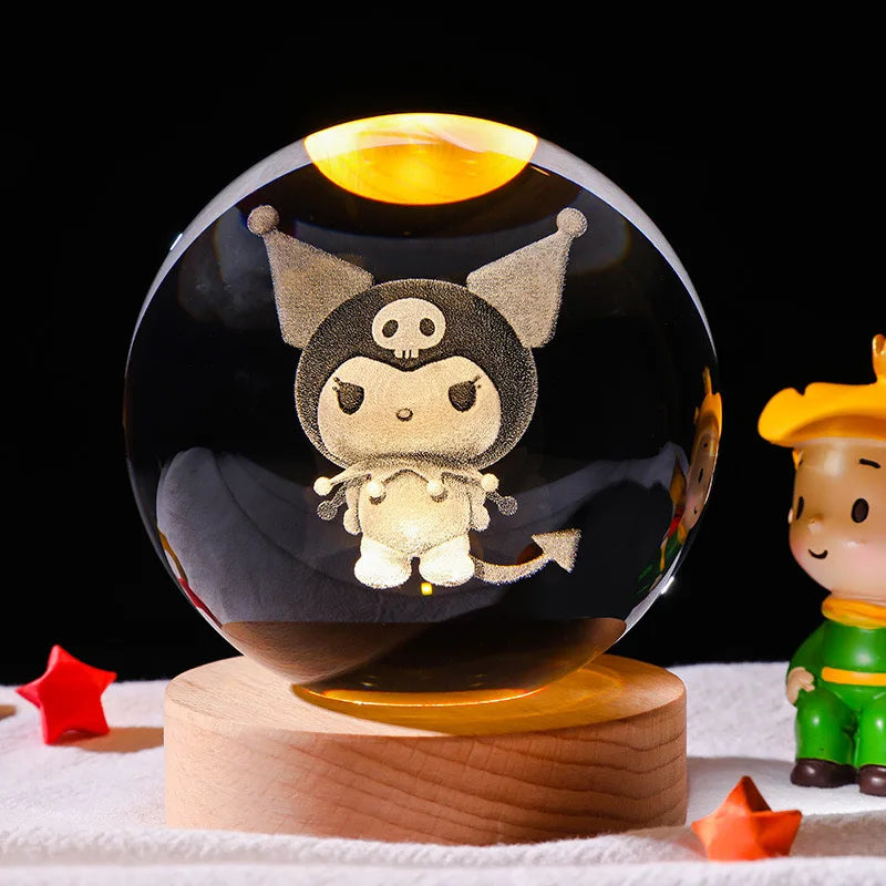 "Bola de Cristal 3D com LED – Decoração Perfeita para Fãs de Anime!"