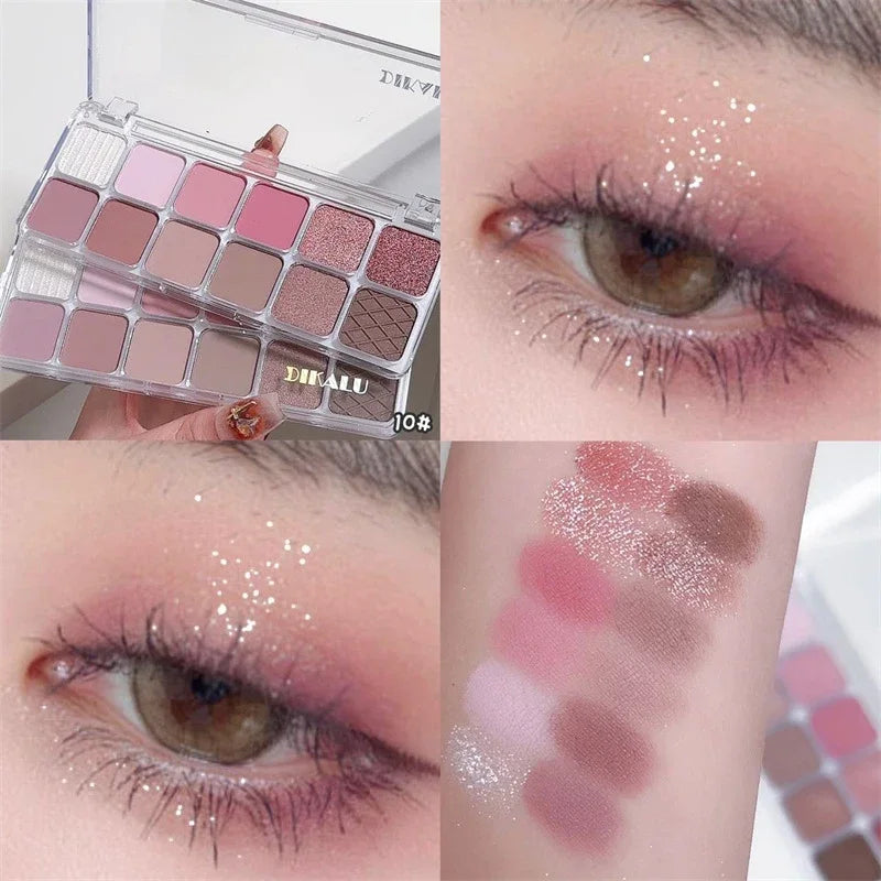 Paleta Dikalu 18 Cores, Sombra, Matte Glitter Cosmético Maquiagem para Olhos.