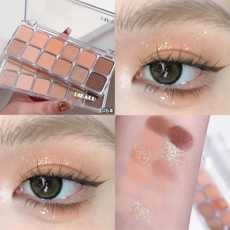 Paleta Dikalu 18 Cores, Sombra, Matte Glitter Cosmético Maquiagem para Olhos.